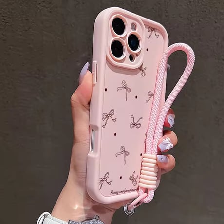K22953 プチリボンドット iPhoneケース（ストラップ付き）