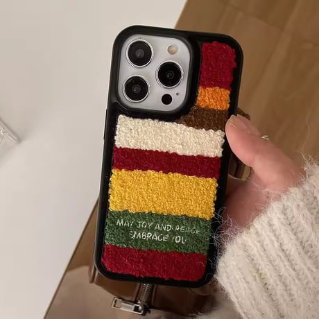 S74946 カラフルもこもこブロック iPhoneケース
