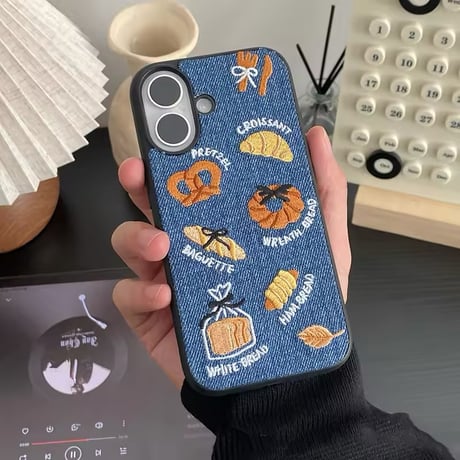 S74568 パン屋さん刺繍デニム iPhoneケース