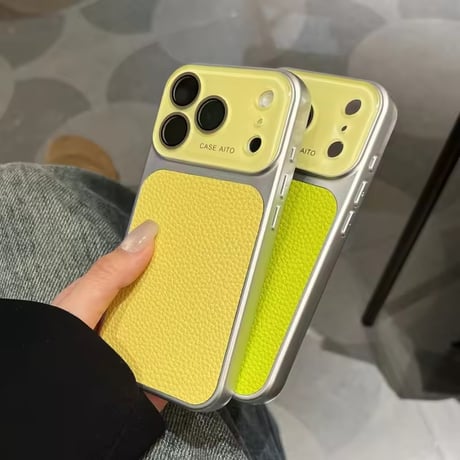 S75237 レザーパネル バイカラーiPhoneケース