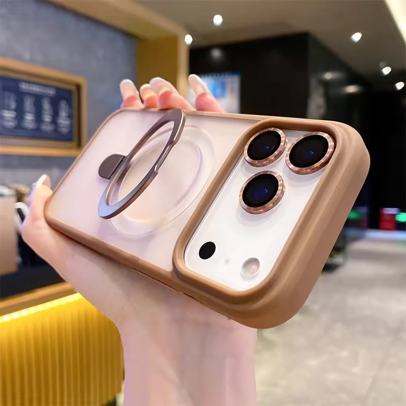 K22873 MagSafe対応くすみカラーのリング付きiPhoneケース | nanomita