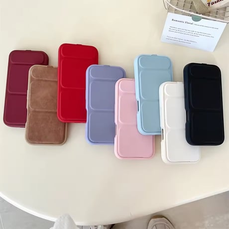 K23031 くすみカラー背面スタンド付きiPhoneケース