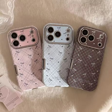 S75261 リボンドットチェック iPhoneケース