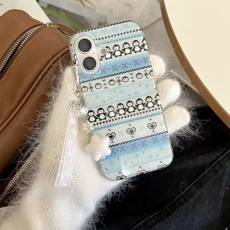 S74446 スノーペンギン ニット風 iPhoneケース