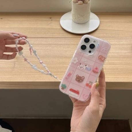 K22747 ゆめかわコレクションビーズストラップ付きiPhoneケース