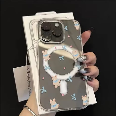 L62147 リボンうさぎのMagSafe対応iPhoneケース