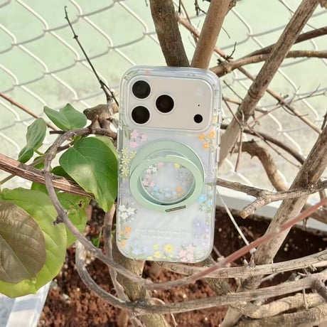 K23101 小花柄回転スタンドiPhoneケース