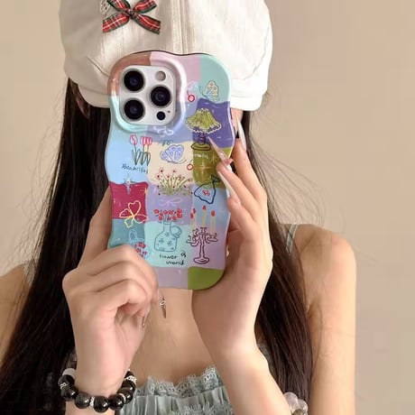 S74883 カラフルアートパッチ iPhoneケース