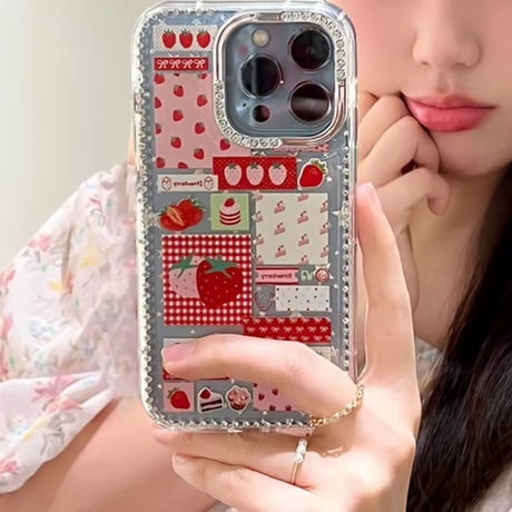 S74790 いちごパッチキラキラ iPhoneケース