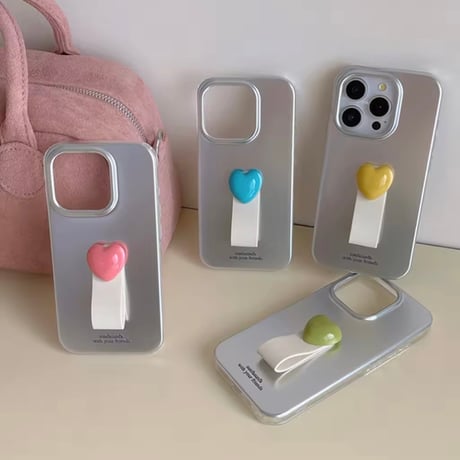 K22864 ぷっくりハートのメタリックiPhoneケース