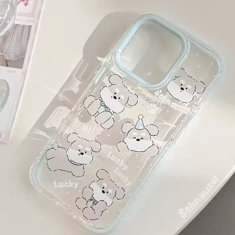 L62459 もこもこシュナウザークリアiPhoneケース