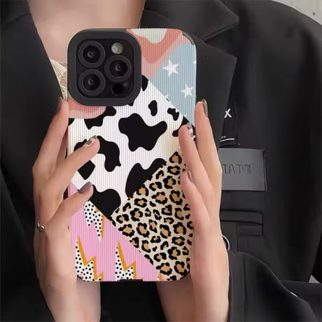 S74509 アニマルMIXパッチワーク iPhoneケース