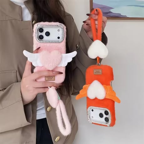 K22983 ふわふわエンジェルハート iPhoneケース（ストラップ付き）