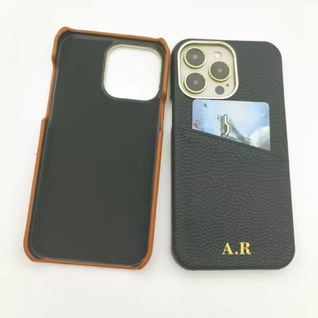 K23055 イニシャル刻印対応 カードポケット付きiPhoneケース