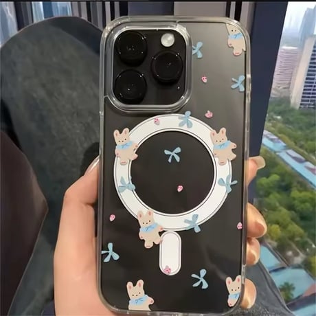 L62147 リボンうさぎのMagSafe対応iPhoneケース