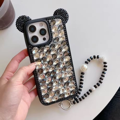 【即納商品】K22958 ビジューベア ストラップ付き iPhoneケース