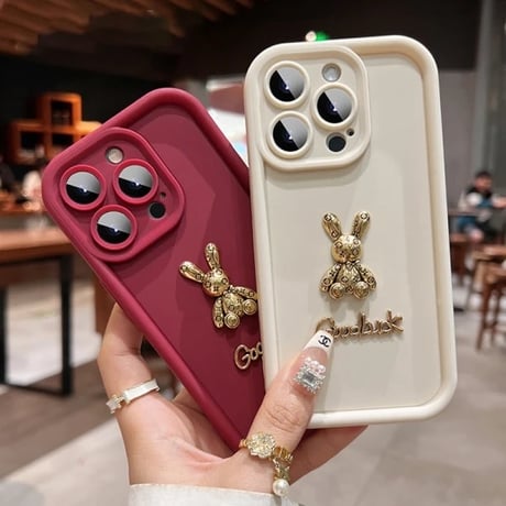 S74362 ゴールドラビットチャーム iPhoneケース