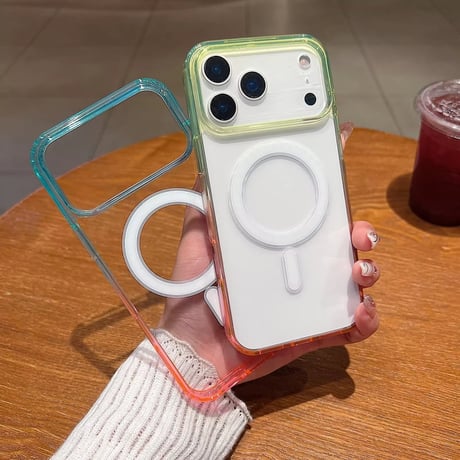 【即納商品】L62277 カラーフレームMagSafe対応クリアiPhoneケース