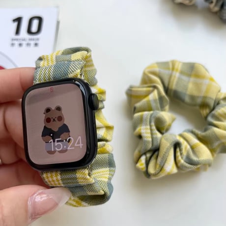 N00133 チェック柄シュシュApple Watchバンド