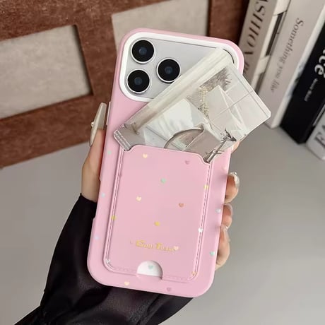 K22997 ドット背面収納iPhoneケース