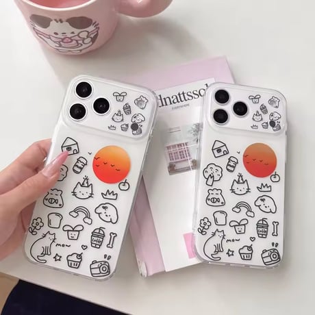 S75430 ゆるかわイラストサンセット iPhoneケース