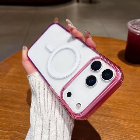 【即納商品】L62277 カラーフレームMagSafe対応クリアiPhoneケース