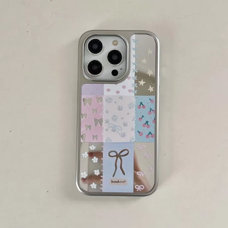 S74678 リボンパッチワーク iPhoneケース