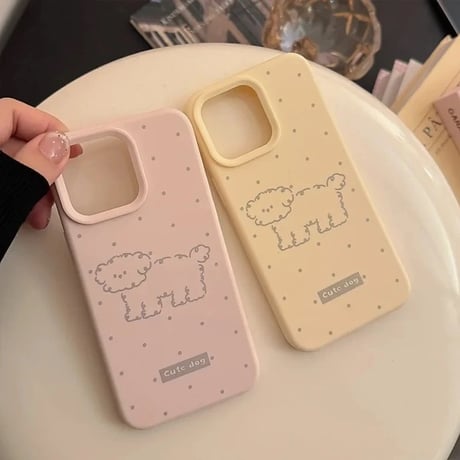 S74796 もこもこドッグのドットiPhoneケース