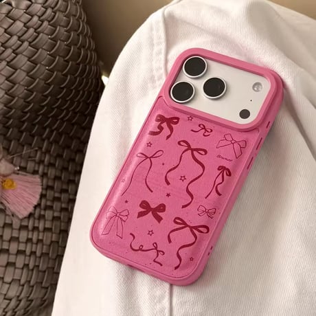 S75390 リボンシャワー ピンクiPhoneケース