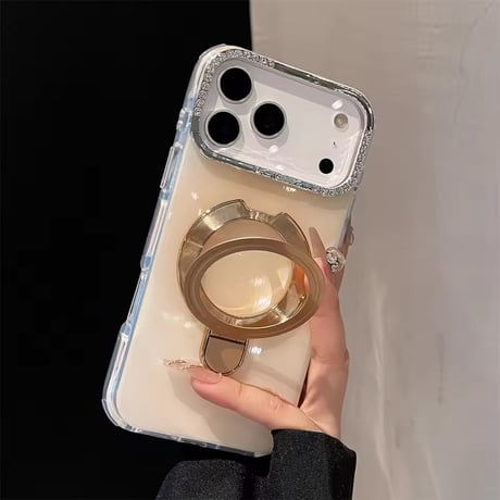 K22916 リング付き グリッターライン iPhoneケース（MagSafe対応）