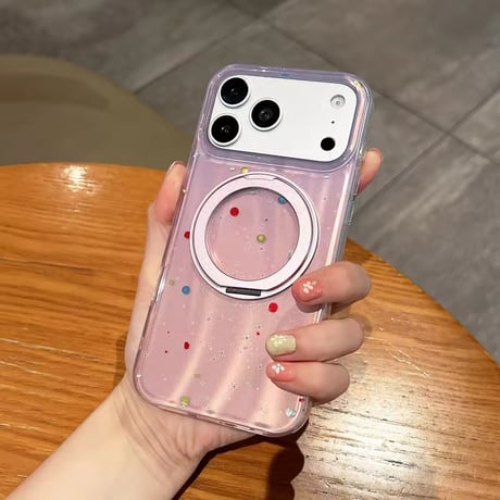 K23135 カラードットリングスタンドiPhoneケース