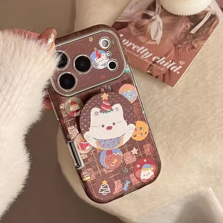 K23133 くまちゃんショコラ グリップ付きiPhoneケース