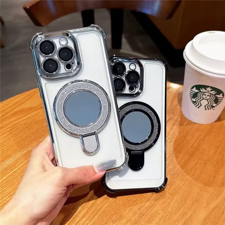 K23067 ミラーリングスタンド付きクリアiPhoneケース