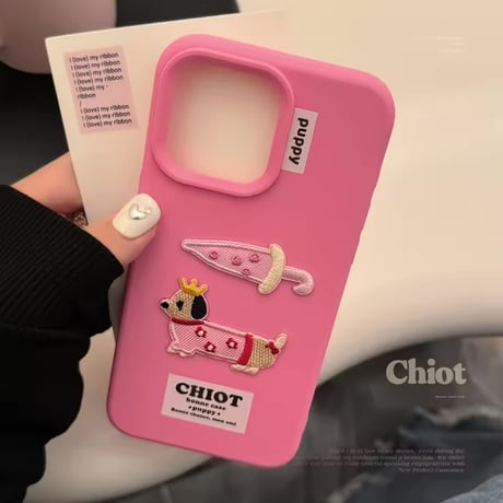 S75112 ダックスのゆるピンク iPhoneケース