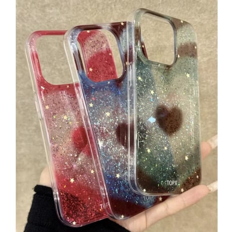 S74394 スターリーハートグリッター iPhoneケース