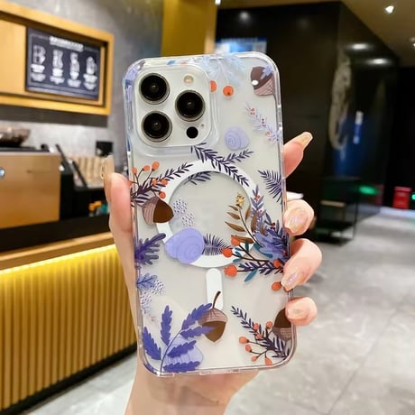 L62240 MagSafe対応 ボタニカルフラワーiPhoneケース