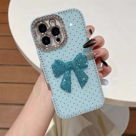 S74981 グリッターリボンドットiPhoneケース
