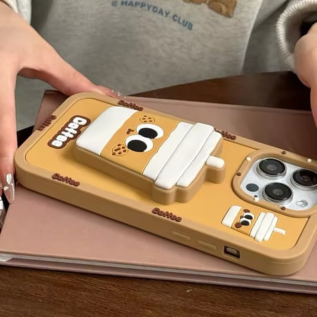 K22615 クッキーラテカップ iPhoneケース（スタンド付き）