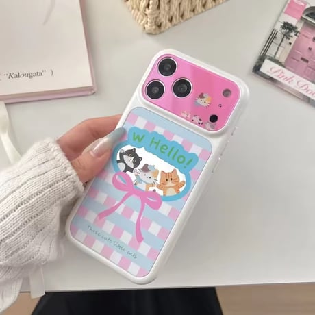S75572 スリーキャットリボン iPhoneケース