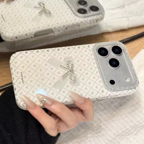 S75141 きらめきリボンのダイヤチェック iPhoneケース