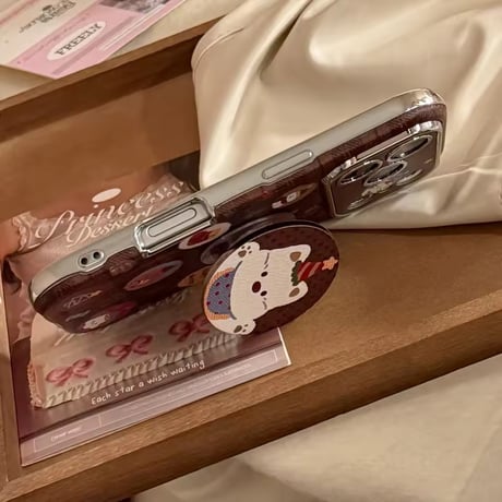 K23133 くまちゃんショコラ グリップ付きiPhoneケース