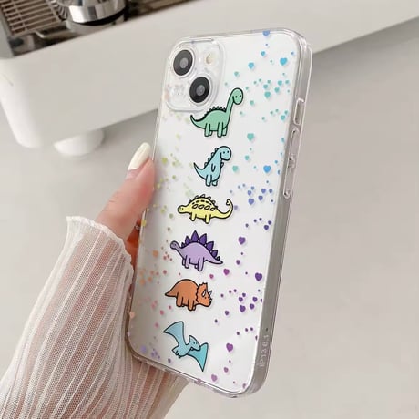 L62201 レインボーダイナソーのクリアiPhoneケース