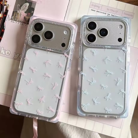 L62439 小さめリボン柄クリアiPhoneケース