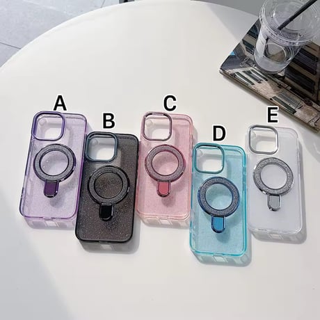 K22806 MagSafe対応 グリッタースタンドiPhoneケース