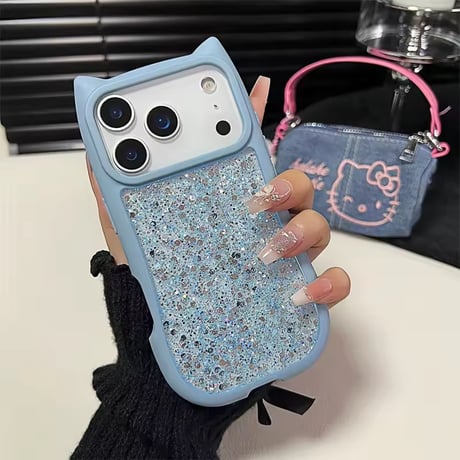 S74988 ねこ耳グリッター iPhoneケース