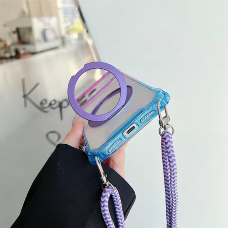 K22938 MagSafe対応 ストラップ＆リング付きクリアiPhoneケース