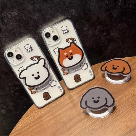 P0357 にっこりワンちゃん スマホグリップ