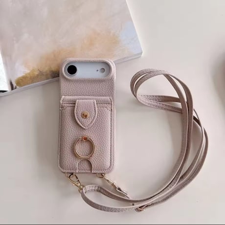 K22925 ミラー＆カードポケット付きショルダーiPhoneケース