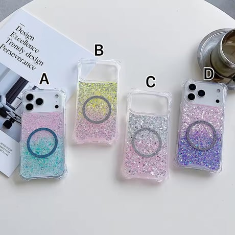 S74969 グリッターグラデーション MagSafe対応 iPhoneケース
