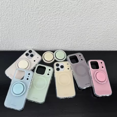 K22964 マカロンカラー MagSafe対応 グリップiPhoneケース